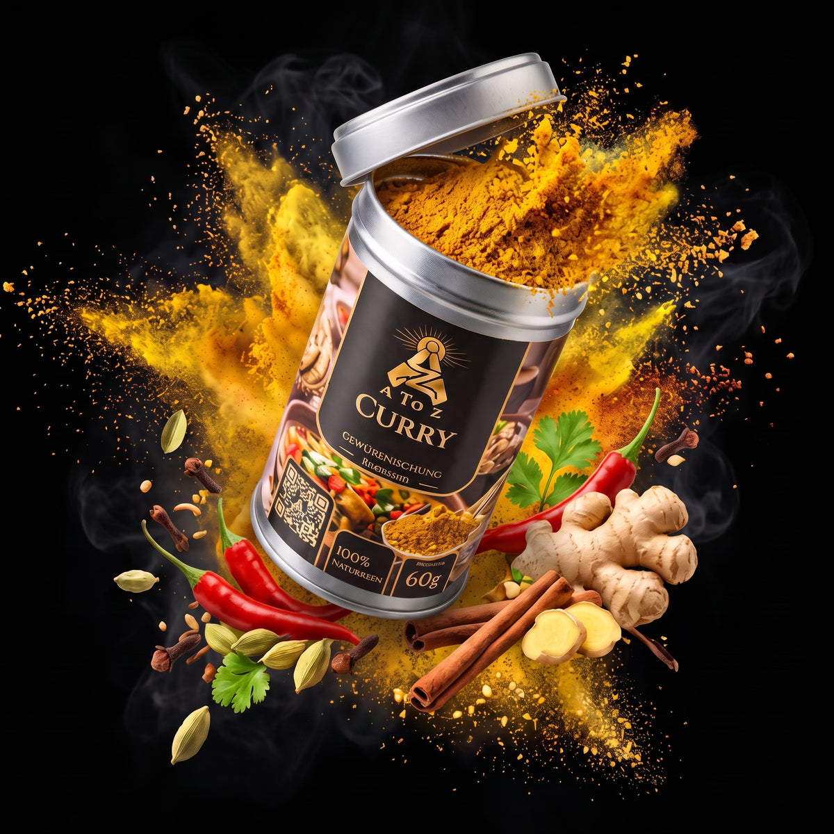 A To Z Curry Gewürzmischung Premium 60g | Für Geflügel, Reis & Currysaucen | 100% rein, Halal